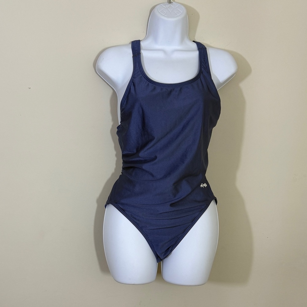 Blue Athletic One Piece Swimsuit with Racerback by Dolphin